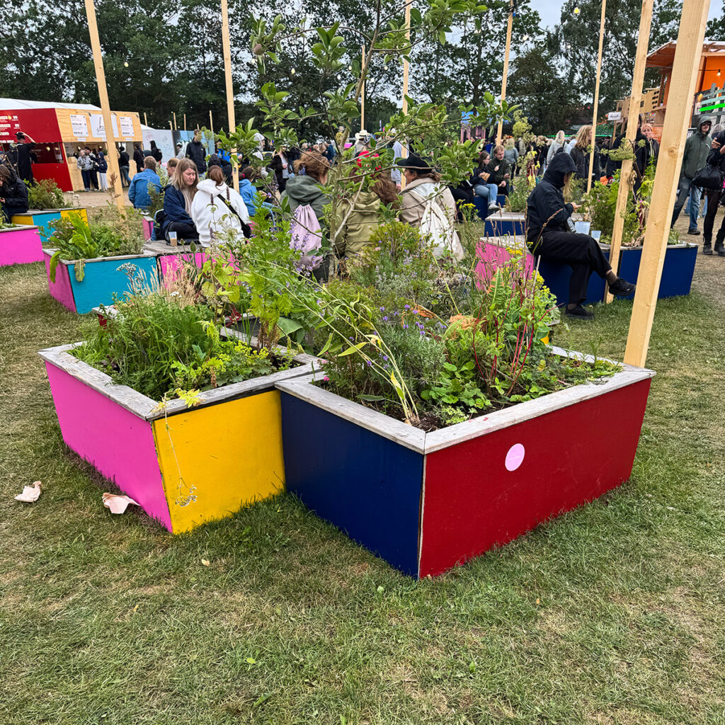 Højbede med farver på Roskilde Festival