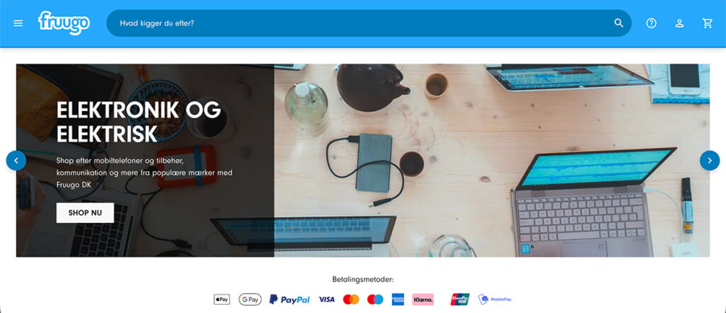 Skærmbillede af Fruugos danske webshop