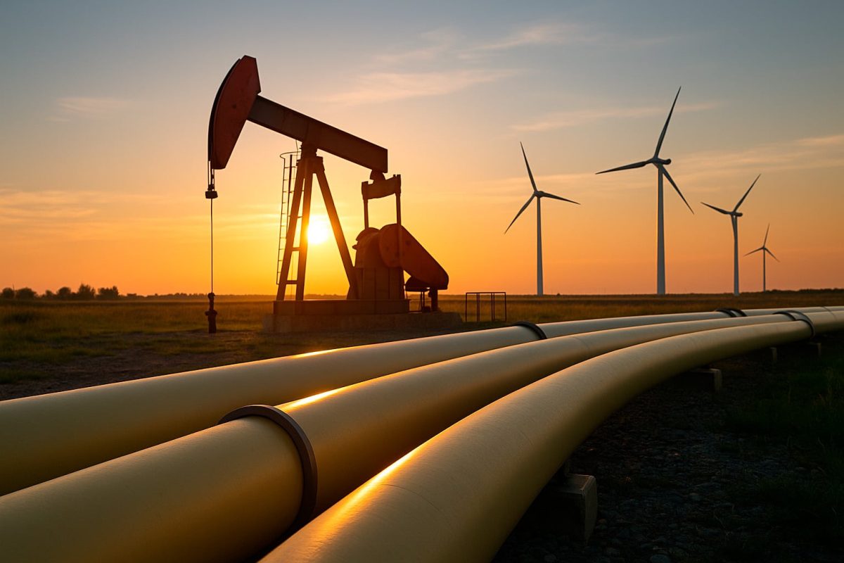 Energiforsyning - olieboring, gasrør, vindmøller